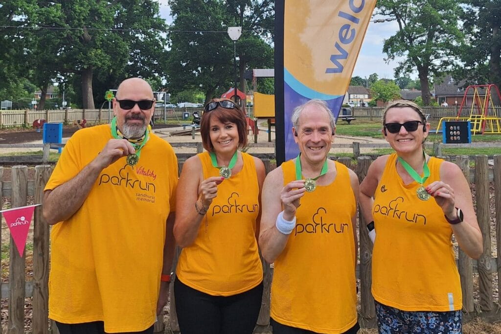 Parkrunners with mim medals 25 PACT